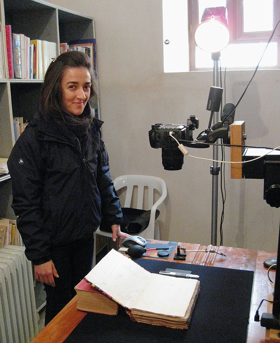 Juliana Gulten digitizing at Mor Gabriel Monastery